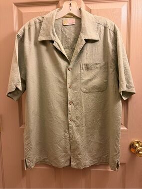 Cubavera Men’s Short-Sleeve Button-Down Shirt in Sage Green